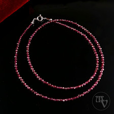 Moderne Turmalin Rubellit facettierte Kugel Edelsteinkette 925 Silber 45cm 5,3g