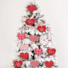 40 Pcs Valentine'S Day Tree Ornaments Wooden Heart Slices Embellishments Hanging