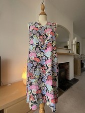 NEXT black print sleeveless V neck linen shift dress with pockets worn once 8