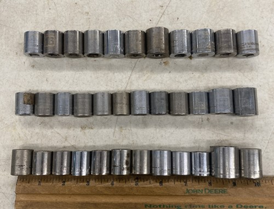 #ad 35 pc. Lot Vintage Craftsman USA Made 3 8 Drive Metric Sockets READ M0574L $39.95
