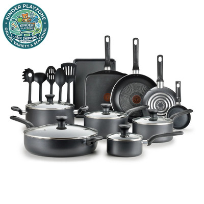 T-fal Ultimate Hard Anodized Nonstick 20 Piece Cookware Set, Grey