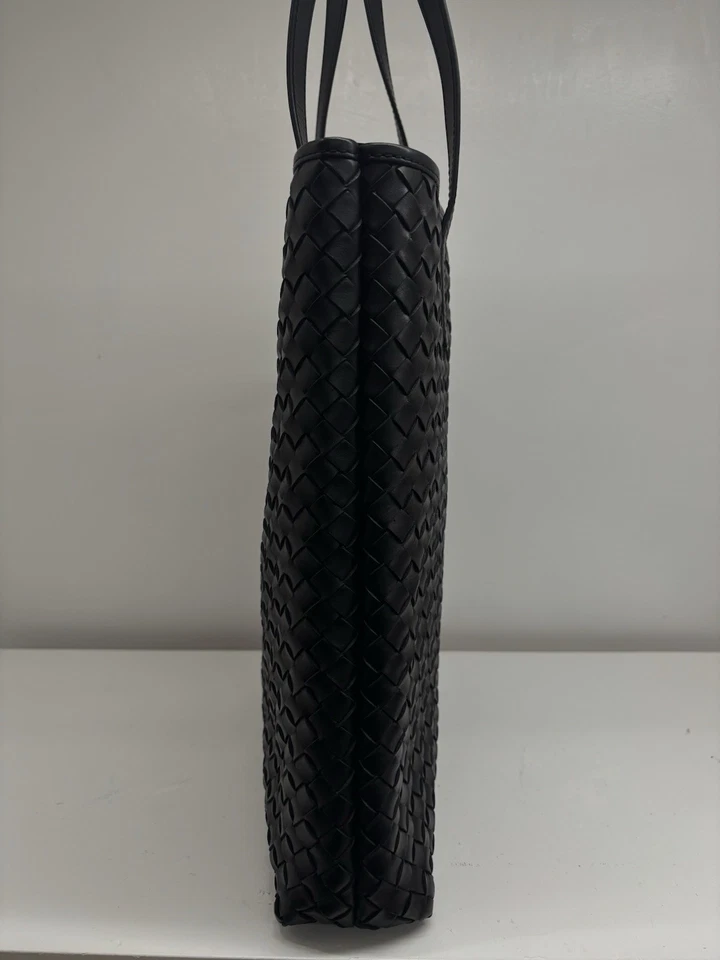 Authentic NEW $674 O MY BAG AMSTERDAM GEORGIA Black Woven Classic Leather Bag - Image 3 of 4