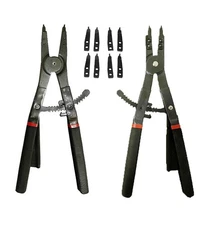 Strong Grip 16" Snap Ring Pliers 2pc Set Interchangeable 45° 90° Tips