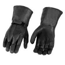 Men's USA Deerskin Gauntlet Motorcycle Hand Gloves Large SH864-BLACK