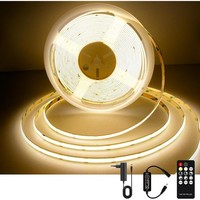 COB LED Streifen 10 M Warmweiß 2700K 24V Dimmbar Netzteil Fernbedienung