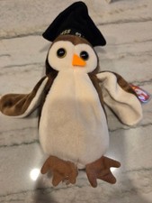 Authentic TY Beanie Baby WISE the owl class of  98. Retired-Tag Errors-Mint READ