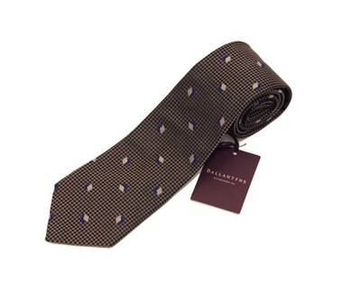 Ballantyne tie necktie 100% silk bound hand made in Italy geometric