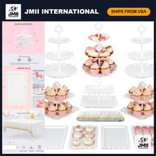 11-Piece Cake Stand Set - Cupcake Stands, Tray  Table Cloth - White Decor