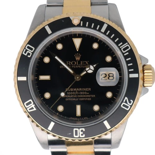 1991 Vintage Rolex 16613 Submariner 40mm Steel 18k Yellow Gold Black Dial Watch