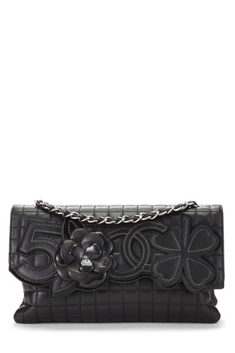 Chanel Black Lambskin Camellia N°5 Flap Bag - WGACA