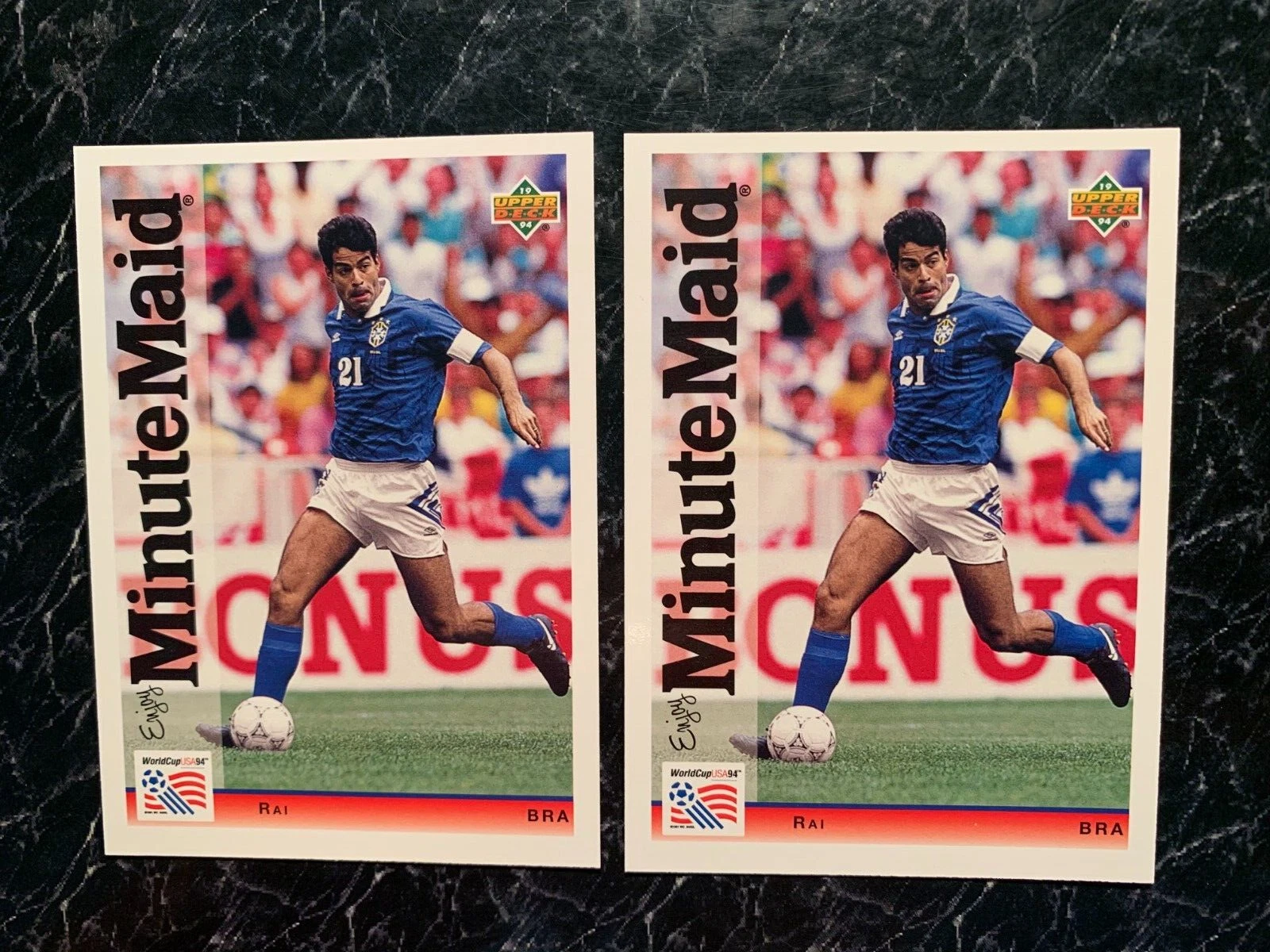 RAI  1994 Upper Deck World Cup Soccer Minute Maid #18 BRAZIL LOT Of 2