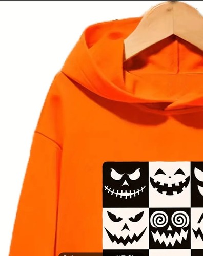 Childrens Fall Halloween Orange Pumpkin Hoodie Jacket M 9 - Picture 3 of 6