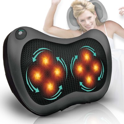 Shiatsu Neck & Back Massager with Heat, Deep Tissue Neck Pillow Massager for Pai