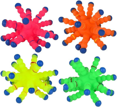 Neon Color Tactile Atom Balls (3.5'') Random Colors Strechy Soft Jelly Rubber Cal