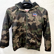 Levi's Jacket Youth Medium 10-12 Yrs Camouflage Black Green Hooded Puffer Coat