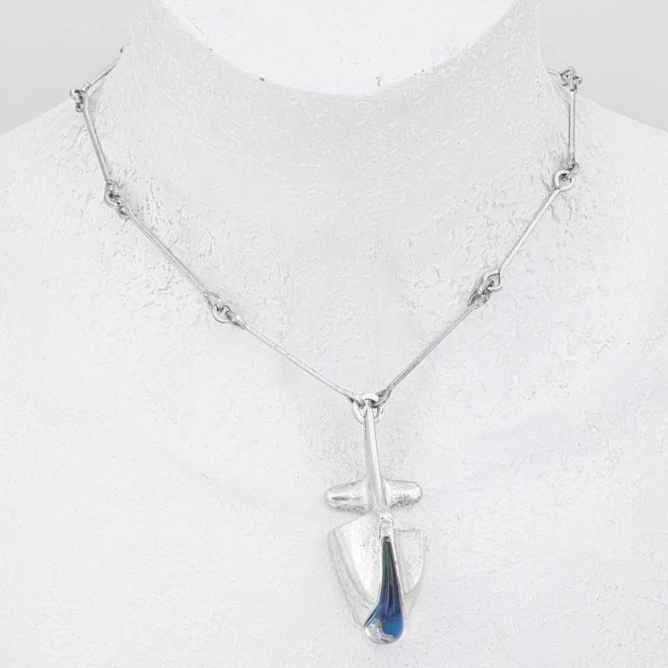 71 cm - Lapponia (1974) 'Iguana' Collier Sign. Björn Weckström Silber 925 Acryl - Bild 2 von 4