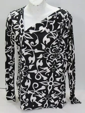 Narciso Rodriguez for Design Nation B/W Top Shirt Floral Womens L [36 Bust 25L]