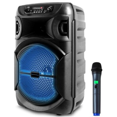 Technical Pro 500W Portable Rechargeable 8'' Bluetooth Speaker w UHF Wireless Mic