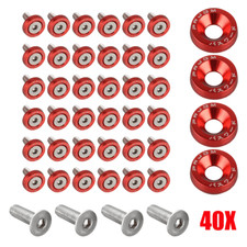 40pc Red Jdm Billet Aluminum Fender Bumper Washer Bolt Engine Bay Dress Up Kit