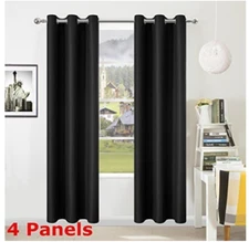 DWCN Blackout Curtains Thermal, 4 Panels, Grommet Top, Black 42"Wx84"L