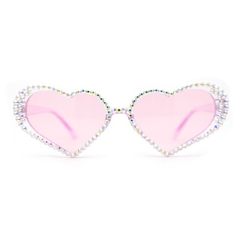 Damen-Sonnenbrille irisierend Strass Glitzer sprudelnd Herzform - Bild 25 von 60