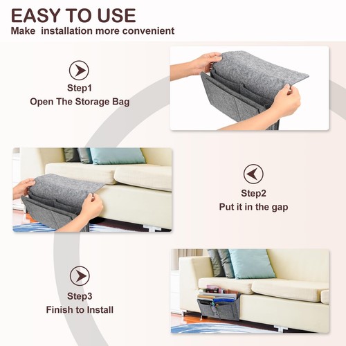 Bedside Organiser Bag Bed Caddy Sofa Organiser Book Magazines Organiser Grey - Picture 2 of 7