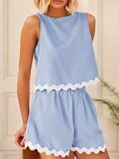 Womens 2 Piece Outfits Lounge Sets Casual Cropped Tank Tops Shorts Matching Set