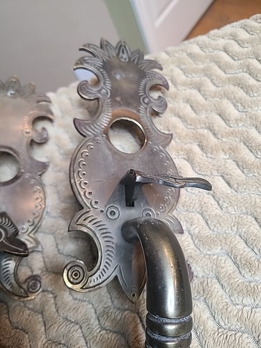 Vintage Schlage WAVERLY DESIGN Heavy Brass Front Entry Door HANDLES Parts Only - Picture 3 of 17
