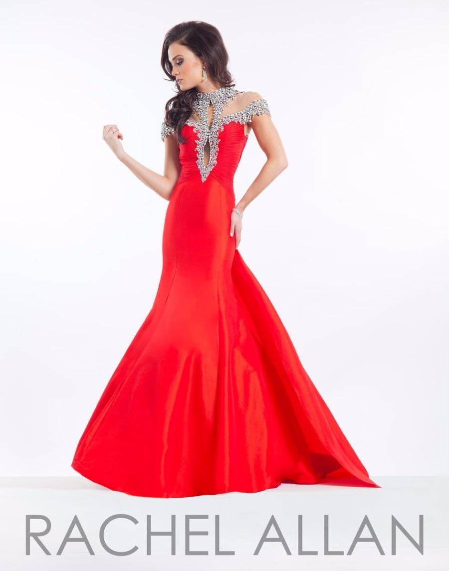 Rachel Allan Prima Donna 5833 Red Rhinestoned Pageant Gala Gown