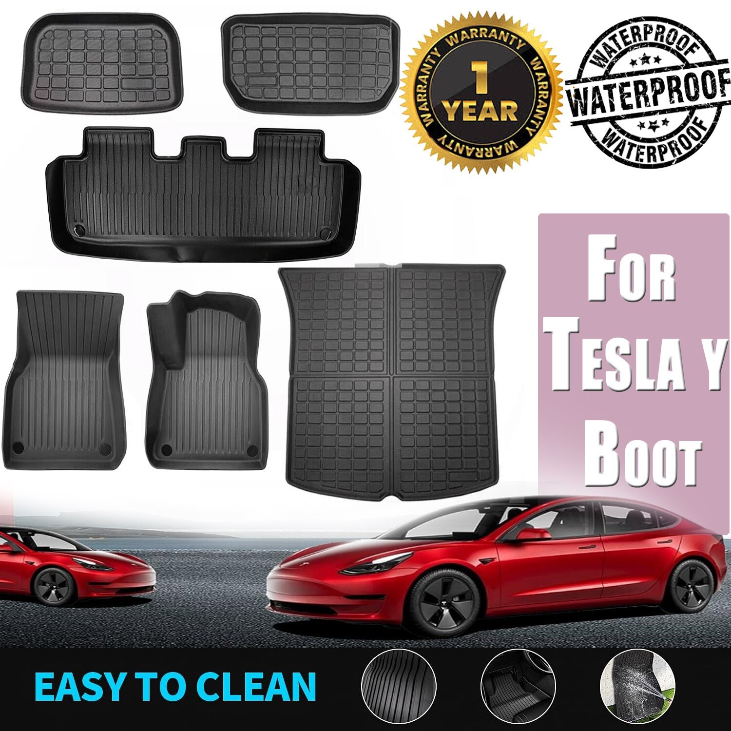 For Tesla Model Y Boot Liner Floor Mats Rear Frunk Cargo Trunk Mat Waterproof AU