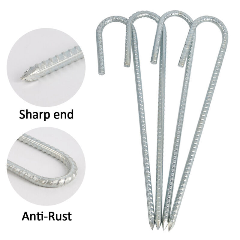 4/8/12x 12" Heavy Duty Galvanised Steel J Shaped Ground Stakes Gazebo