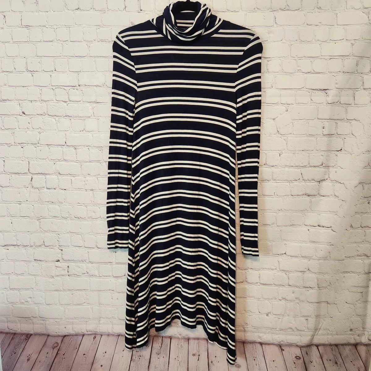 Maeve Anthropologie Turtleneck Tunic Swing Dress XS Navy Blue