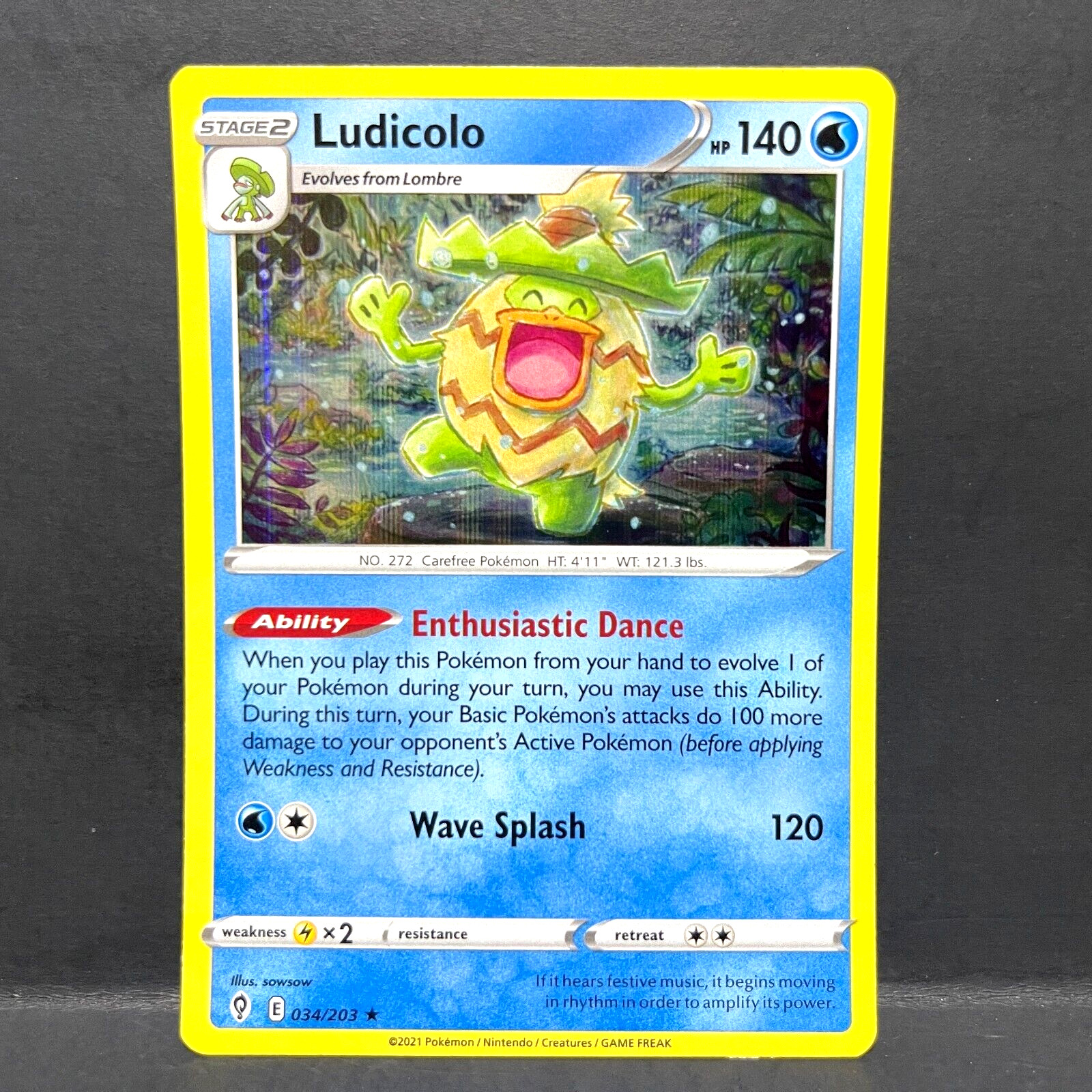 2021 POKEMON EVOLVING SKIES LUDICOLO 034/203 HOLO (RARE)