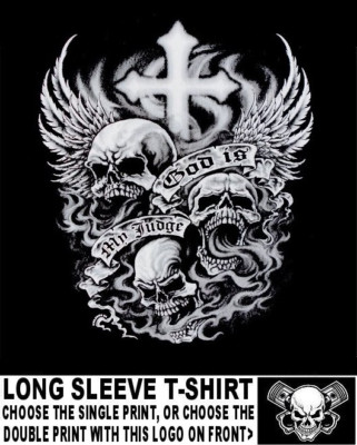 God is my Judge Screaming Skulls Wings Flames Motorcycle Rider Biker T-shirt 596