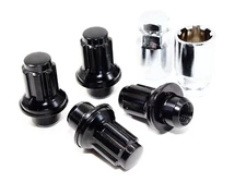 4 Gloss Black 12x1.5 1.87 47mm Wheel Locks 2 Keys for Factory Toyota Wheels