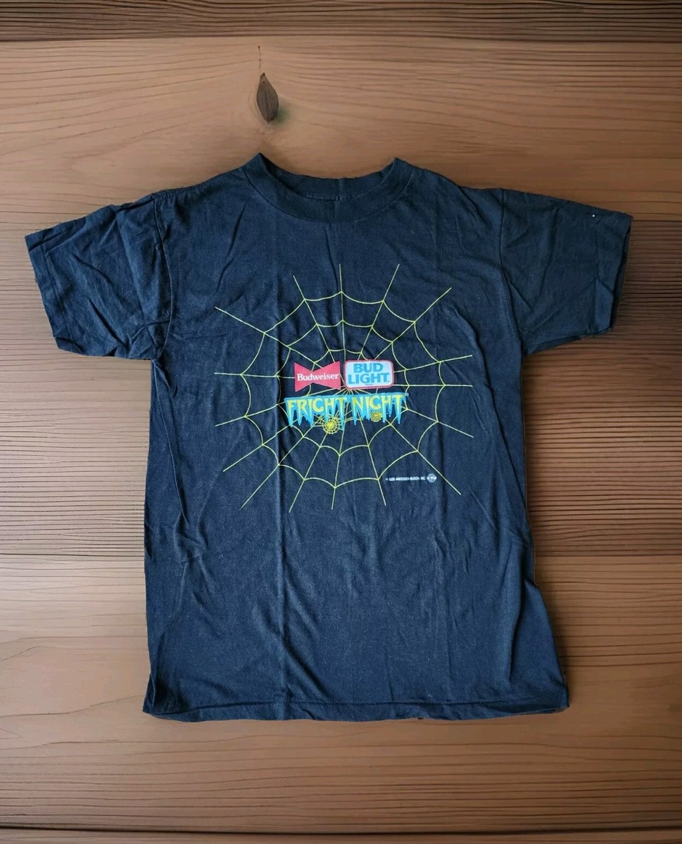 VTG 80s Budweiser Bud Light TShirt Tee XL Black Fright Night 