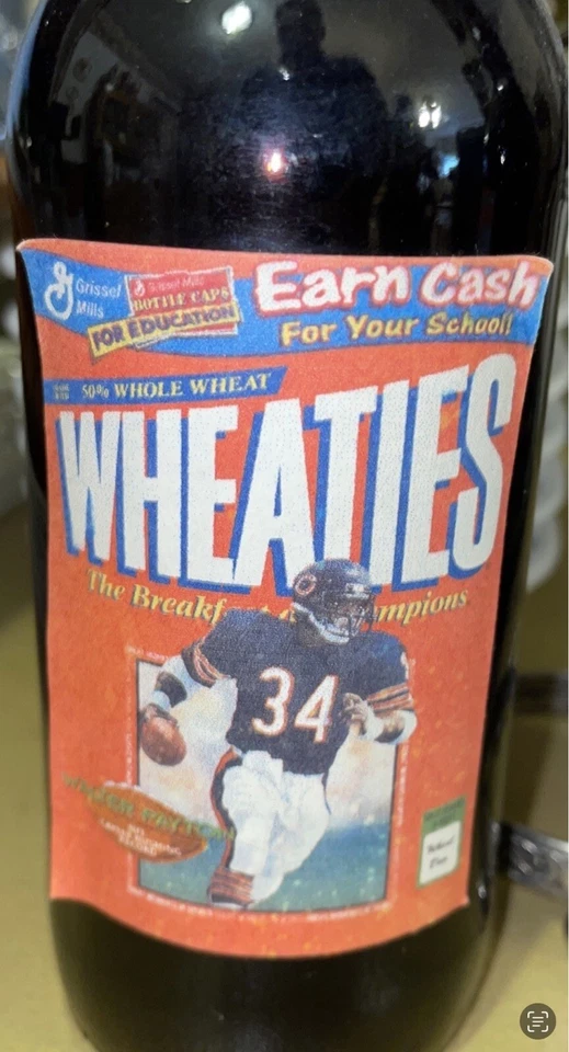 Botella de cerveza Wheaties Rhino Chaser con etiqueta Walter Payton, **RARA** Foto 2 de 4