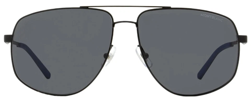 Montblanc R1322 Gafas de sol aviador para hombre semimate negro/gris con barra de cejas 60mm Foto 4 de 4