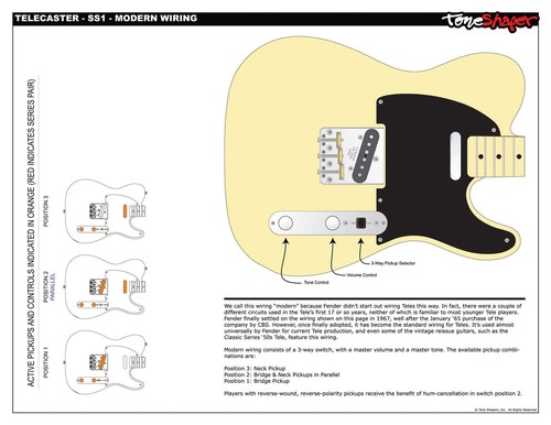 Kit de cableado ToneShaper, Telecaster, moderno (SS1) - Imagen 2 de 3