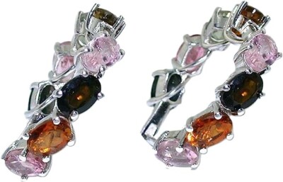 Ovaler Turmalin Edelstein Edelstein individuell gehindet Sterlingsilber Ohrringe PSE93