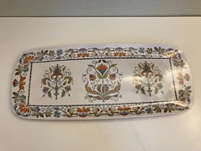 Pier 1 Patterned Terracotta Melamine Rectangular Serving Tray Platter Dish 19x8”