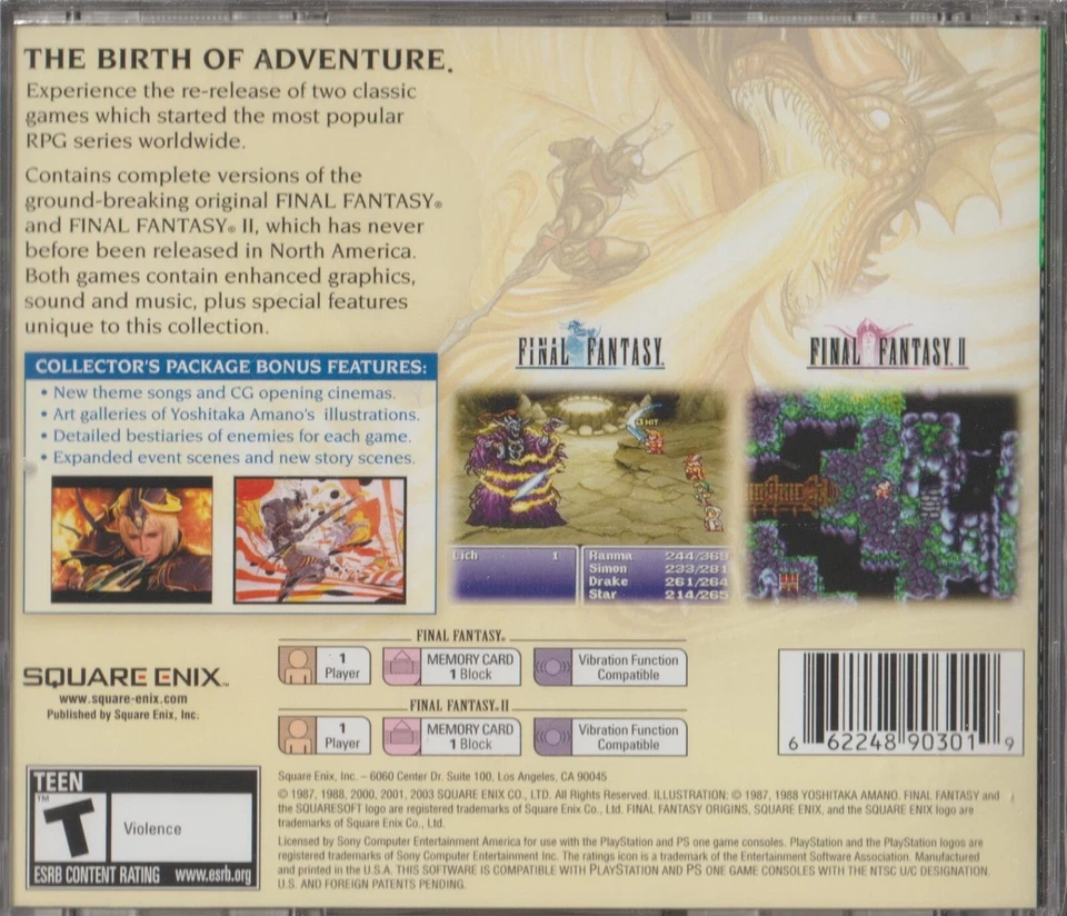 PS 1 - FINAL FANTASY ORIGINS - (FF1,FF2} - NEW / SEALED - Image 2 of 2