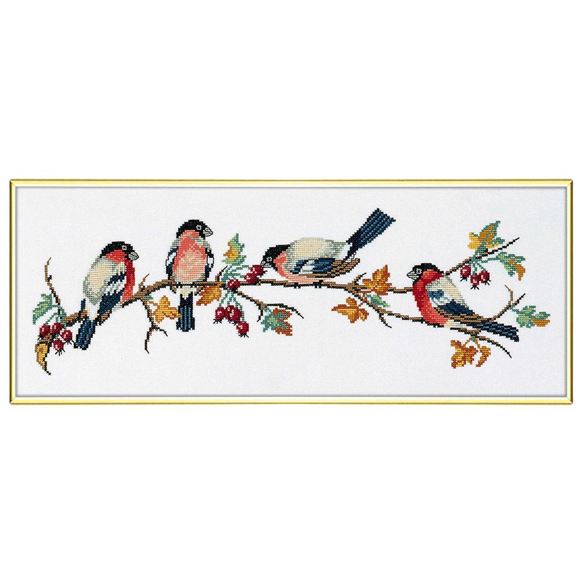 Eva Rosenstand counted cross stitch kit ""Bullfinch"", 20x50cm, DIY