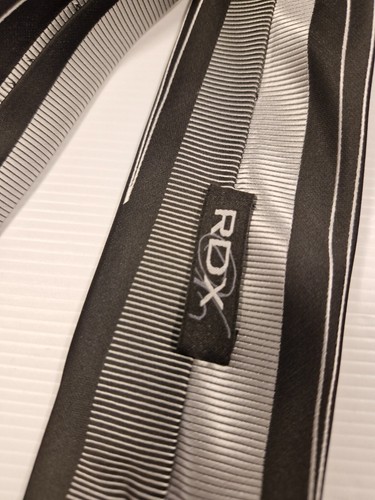 RDX - Black and Grey Polyester Necktie Business Formal Tie - Picture 2 of 5