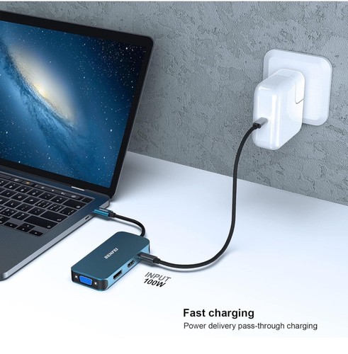 USB Type-C to HDMI+DisplayPort+VGA Adapter 4K Support Compatible Laptops TV’s - Photo 6/12