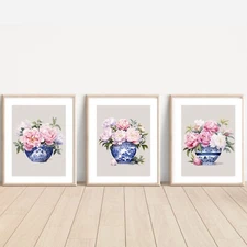 Set of Peony ART PRINTS Wall picture Home Art (A4 Sized, Unframed)