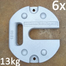 6 x 13kg Cast Iron Gazebo Weighted Feet Metal Leg Weights. Marquee Tent Shelter