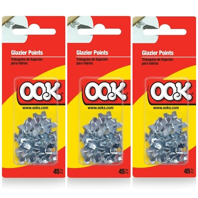 [3X] OOK Glazier Points Glazier Push Points Zinc Plated Steel 45-Pcs x 3 [B40]