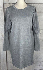 Everly Shift Knit Dress Womens Medium Stretch Knee Length Long Sleeve Casual