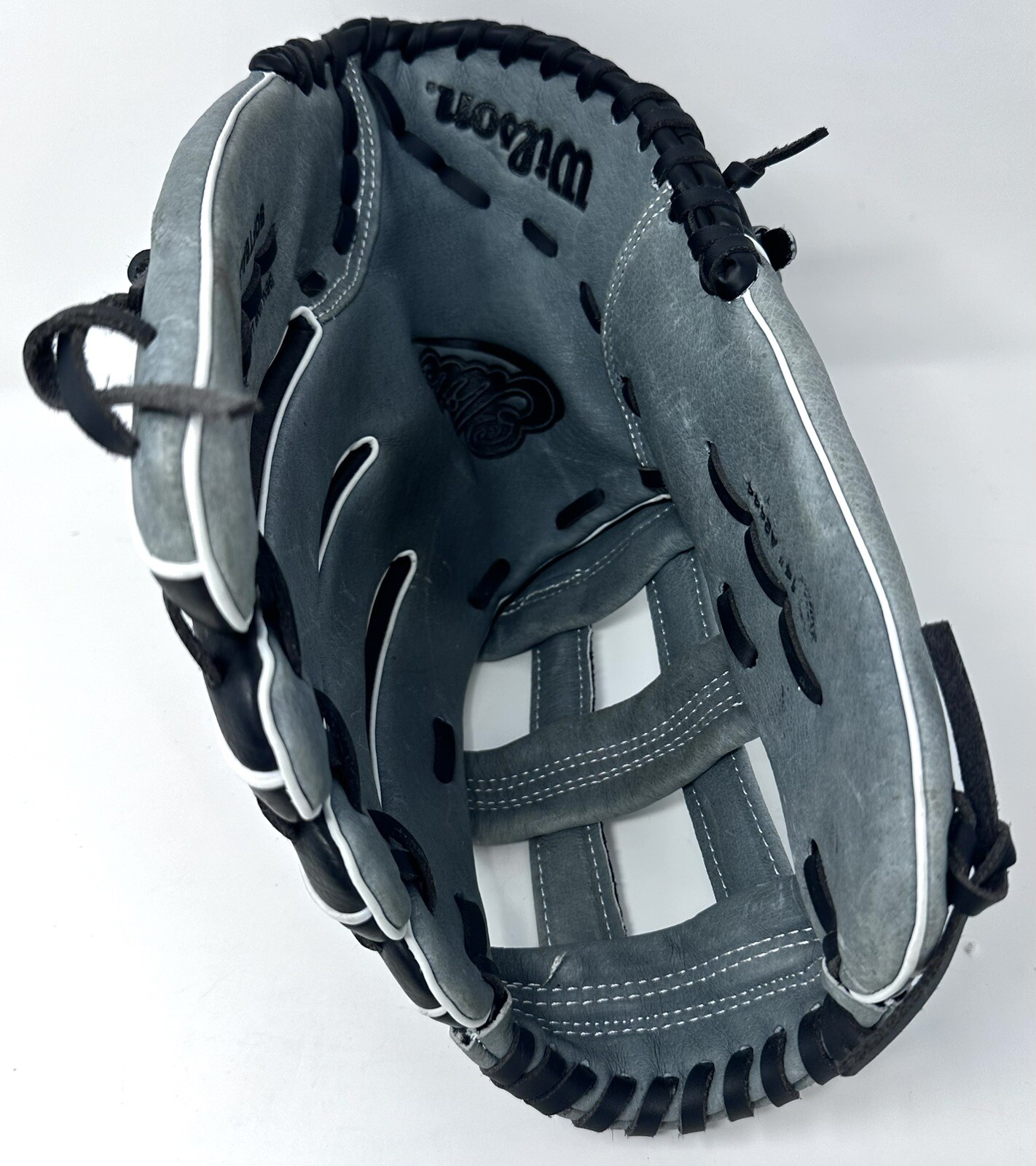 Wilson Elite A2444 RHT Genuine Leather Softball Glove 14" Black Gray EUC eBay